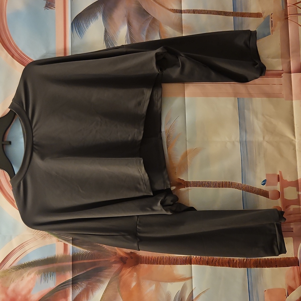 Dark Grey Long Sleeve Crop Top
